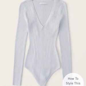 Abercrombie Elevated V Neck knit body suit in light blue